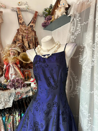 Robes de Bal Élégantes Robe de Soirée Longue Bleu Marine à Bretelles Fines Tenues de Soirée Formelles N3728