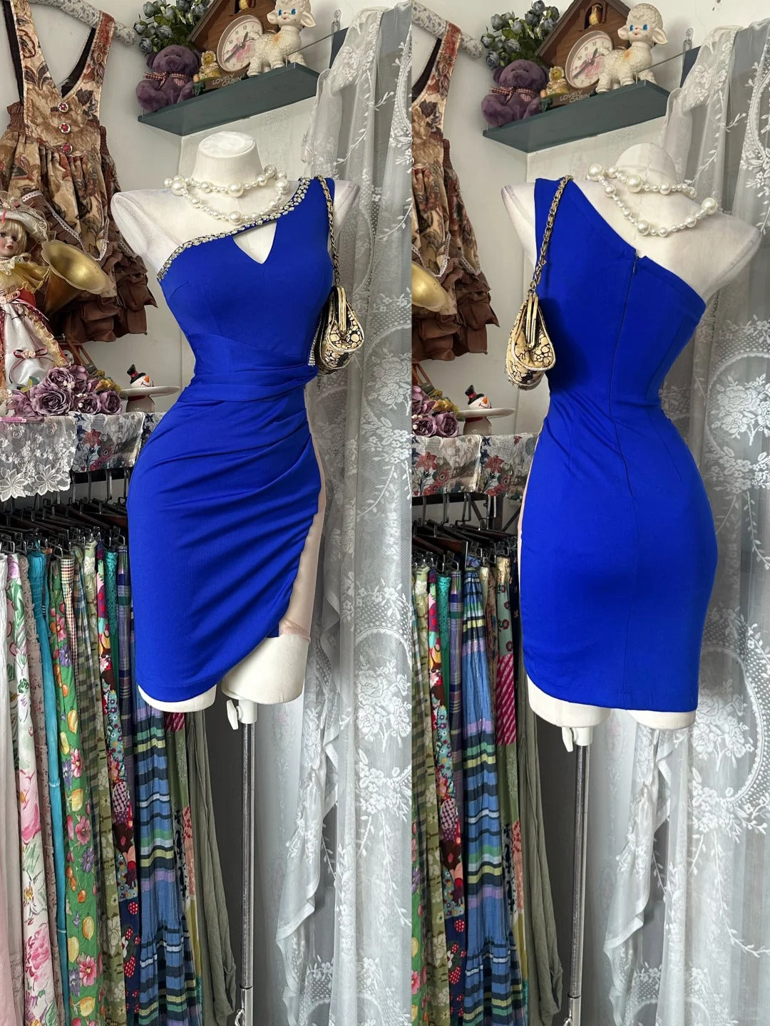 Vintage Sheath One Shoulder Royal Blue Mini Short Cocktail Homecoming Dresses Ideas Hoco Outfits RB5281