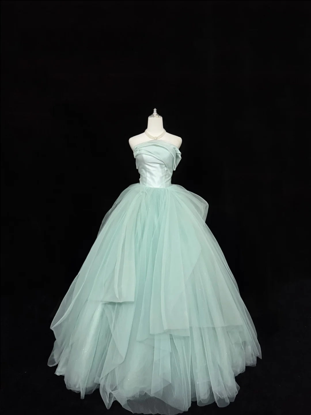 Sweet 16 Dresses Long Ball Gown Sweet Sixteen Long Birthday Dress Strapless Mint Green Tulle Formal Gown RC0306