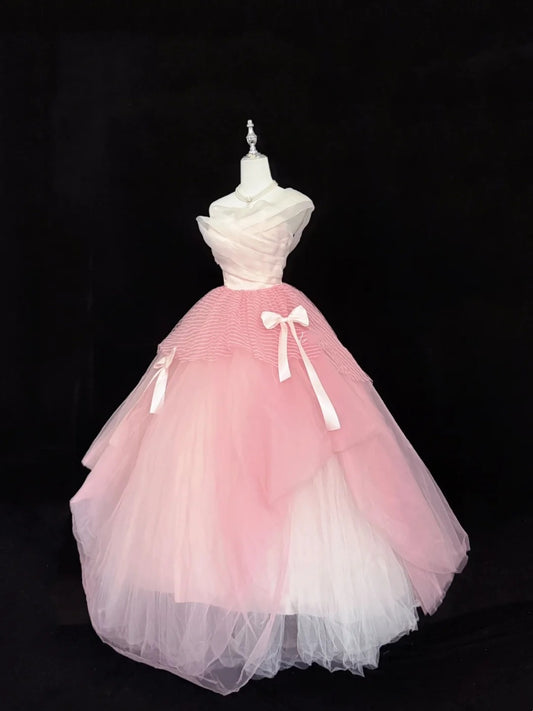 Pink Sweet 16 Dresses Long Ball Gown Sweetheart With Ruffled Sweet Sixteen Birthday Gown RC0291