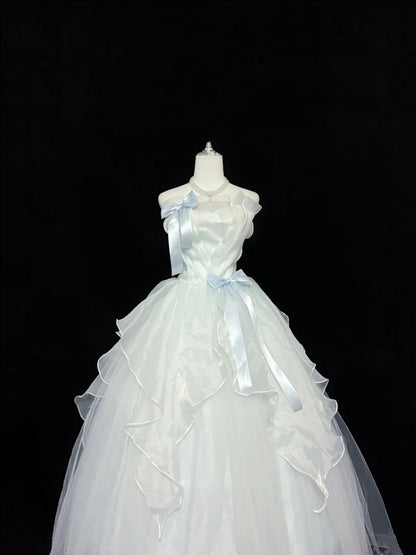 Niedliche Sweet-16-Kleider, langes Ballkleid, trägerlos, Tüll, formelles Sweet-Sixteen-Geburtstagskleid RC0245