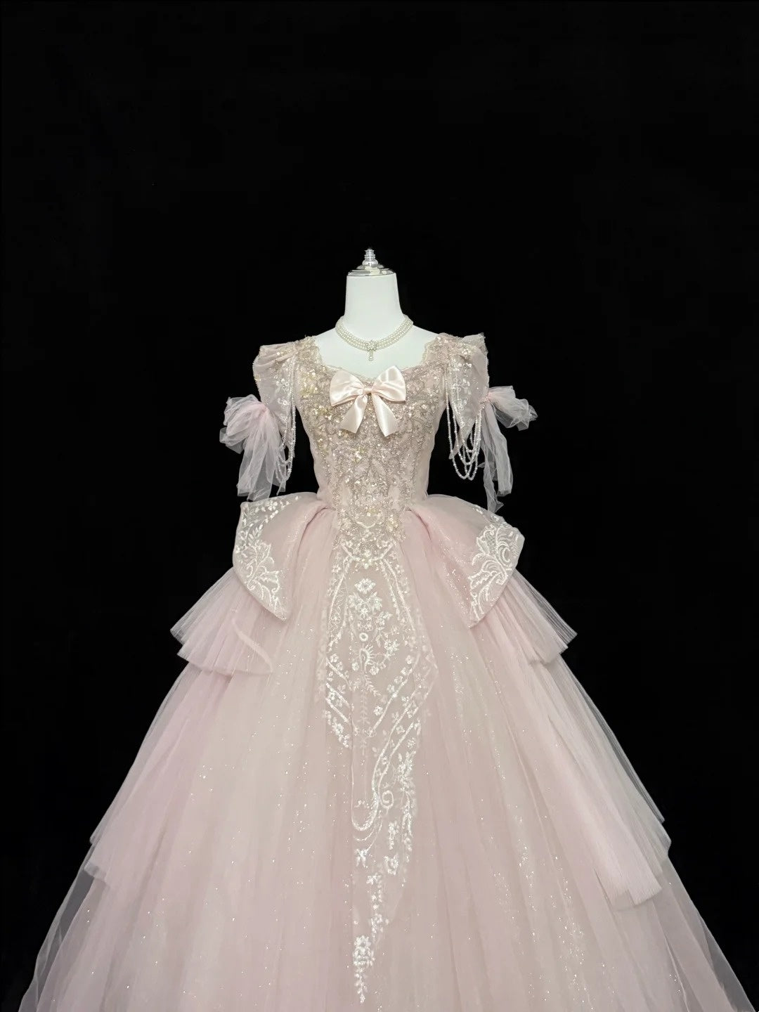Langes Ballkleid für Sweet 16, eckiger Ausschnitt, Pink mit Spitzenapplikationen, Geburtstagskleid für Sweet Sixteen RC0325