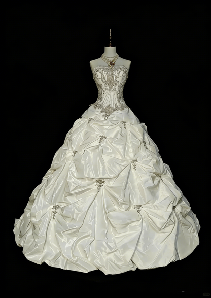 Robe de mariée vintage années 80, robe de bal bustier longue, robe de mariée cintrée N1594