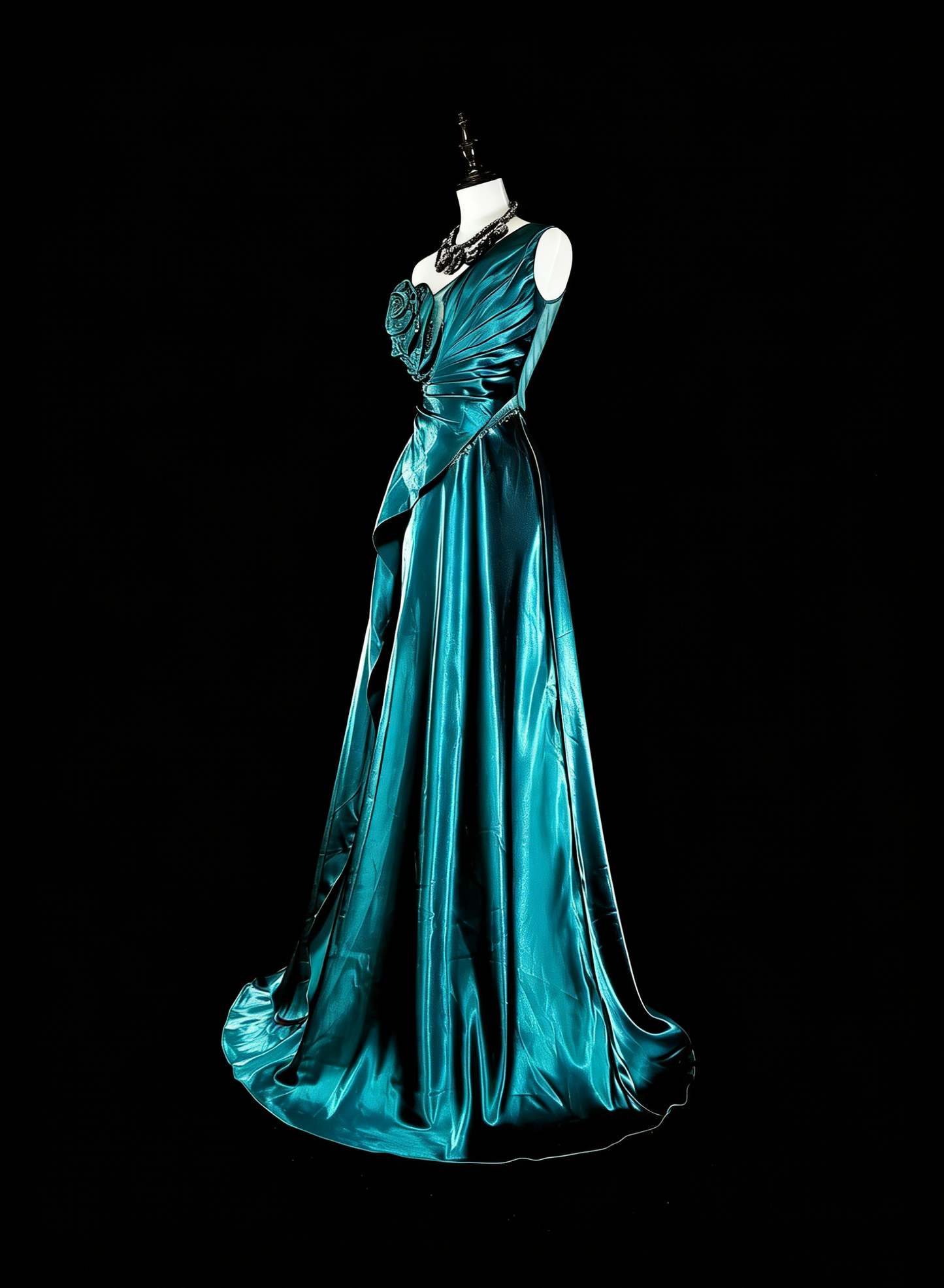 Robes de bal vintage, esthétique rétro années 1950, élégantes, coupe trapèze, vert foncé, longues, inspiration robes de soirée N1992