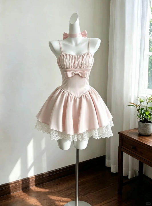Unique A line Spaghetti Strap Pink Satin White Lace Short Freshman Graduation Dresses Inspo Senior Homecoming Outfits RB4891