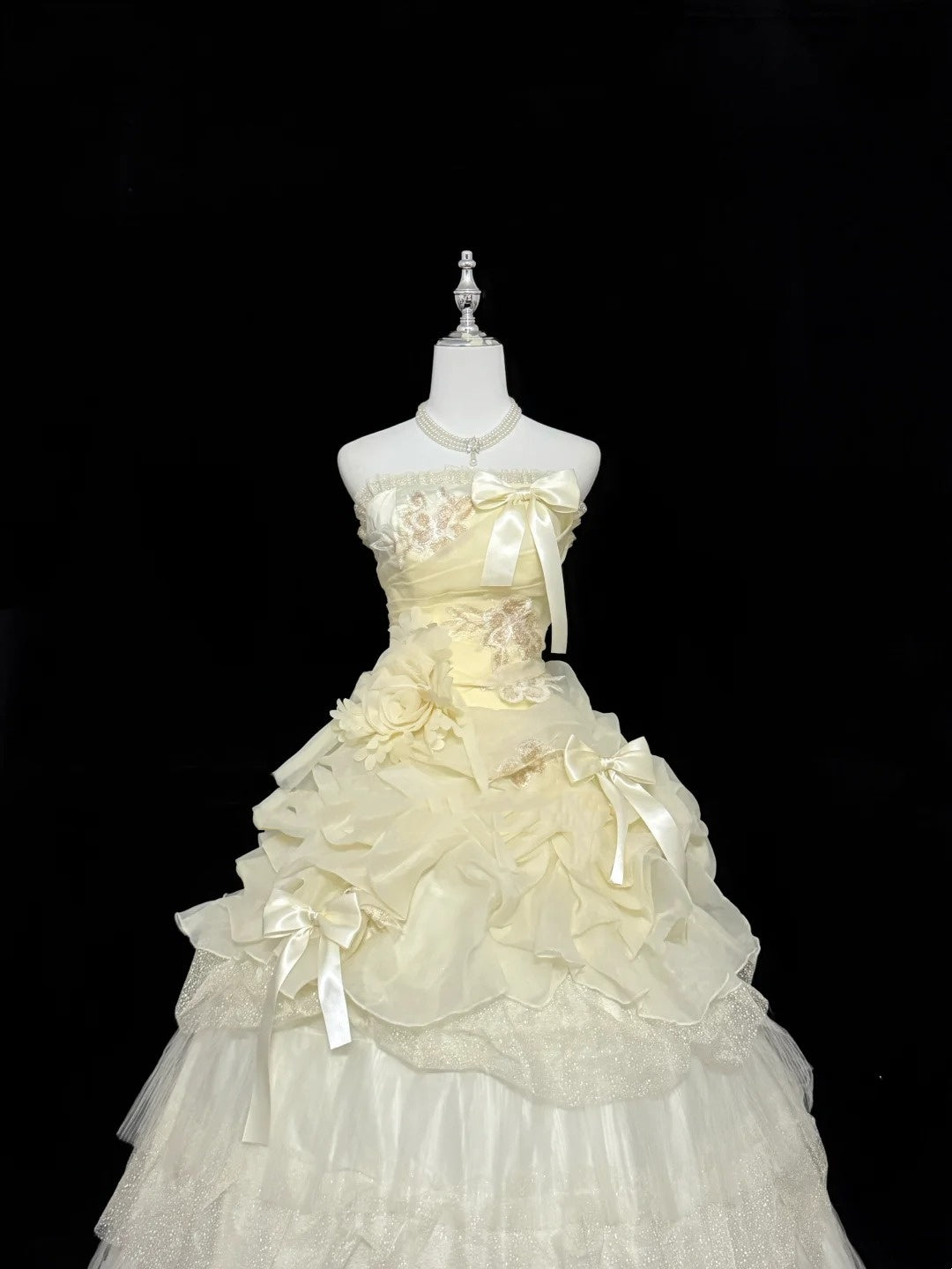 Sweet 16 Dresses Long Ball Gown Strapless Yellow With Lace Sweet Sixteen Birthday Gown RC0303