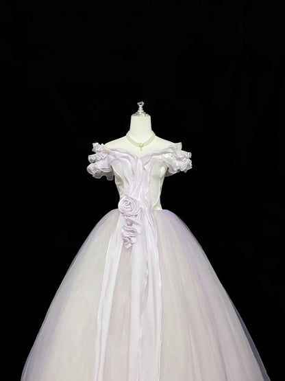 Sweet 15 Quinceanera Dress Ball Gown Off Shoulder Lilac With Sleeves Long 15th Birthday Gown RC0313
