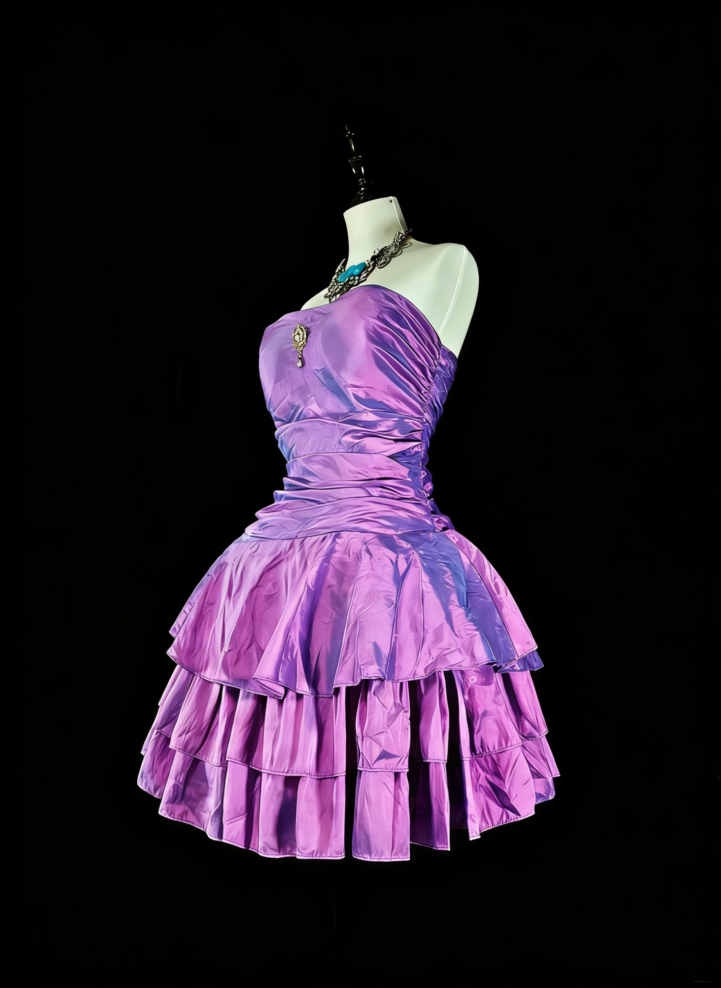 Mignonne Robe de Bal Bustier en Taffetas Violet Courte Mini pour Soirée de Retour N2379