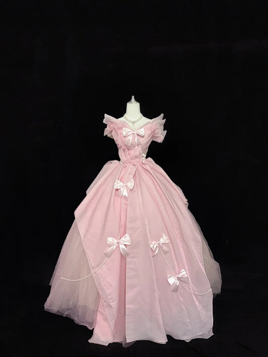 Sweet 16 Dresses Long Ball Gown Sweet Sixteen Long Birthday Dress V Neck Tulle Formal Gown RC0275