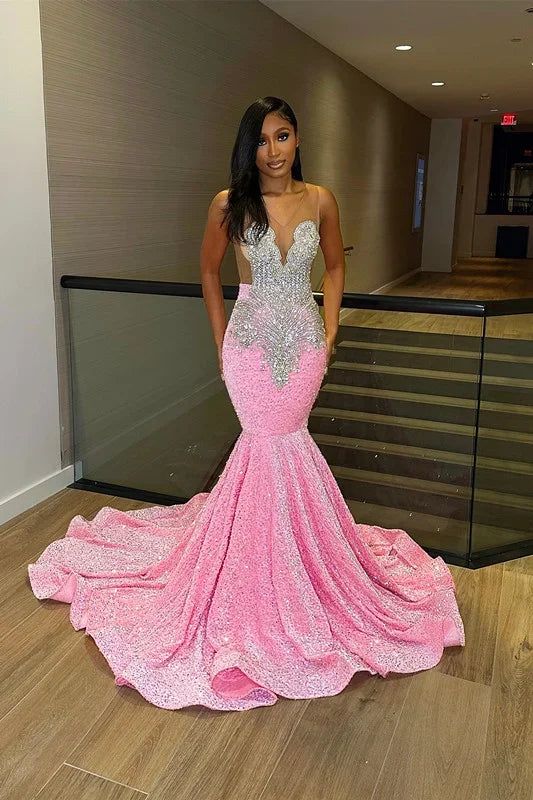 Robe de bal sirène en tulle luxueux à bretelles N1508