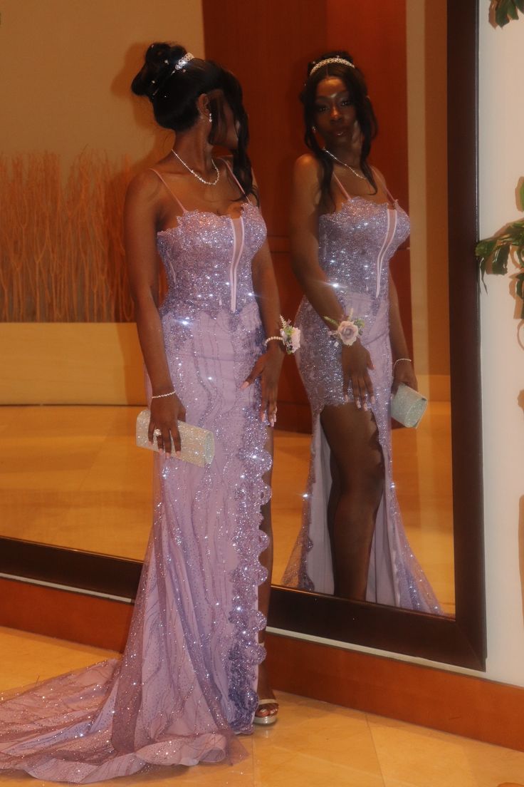 Robes de bal de fin d'année à paillettes pour lycéennes - Inspiration sirène à fines bretelles et sequins - Robe longue semi-formelle pour jeunes filles noires et adolescentes AB2016