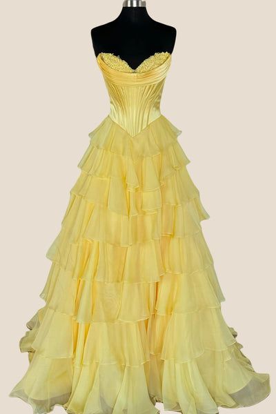 Strapless Prom Dress Floral Print Formal Dress Long Tiered Chiffon Evening Party Gowns with Slit Vestidos De Dia AB537