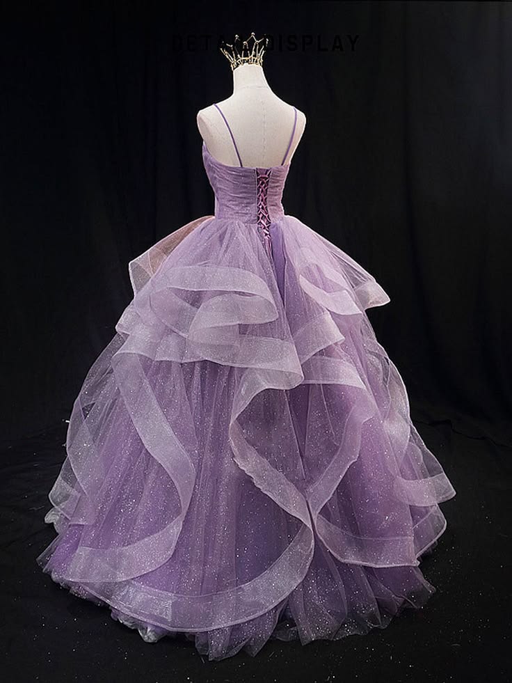 Robe de bal violette à bretelles spaghetti en tulle et sequins, longue robe de soirée formelle pour adolescentes N038