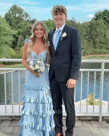 A Line Sweetheart V-Neck Blue formal dresses Bridesmaid Dresses evening gown Prom Dress AB374
