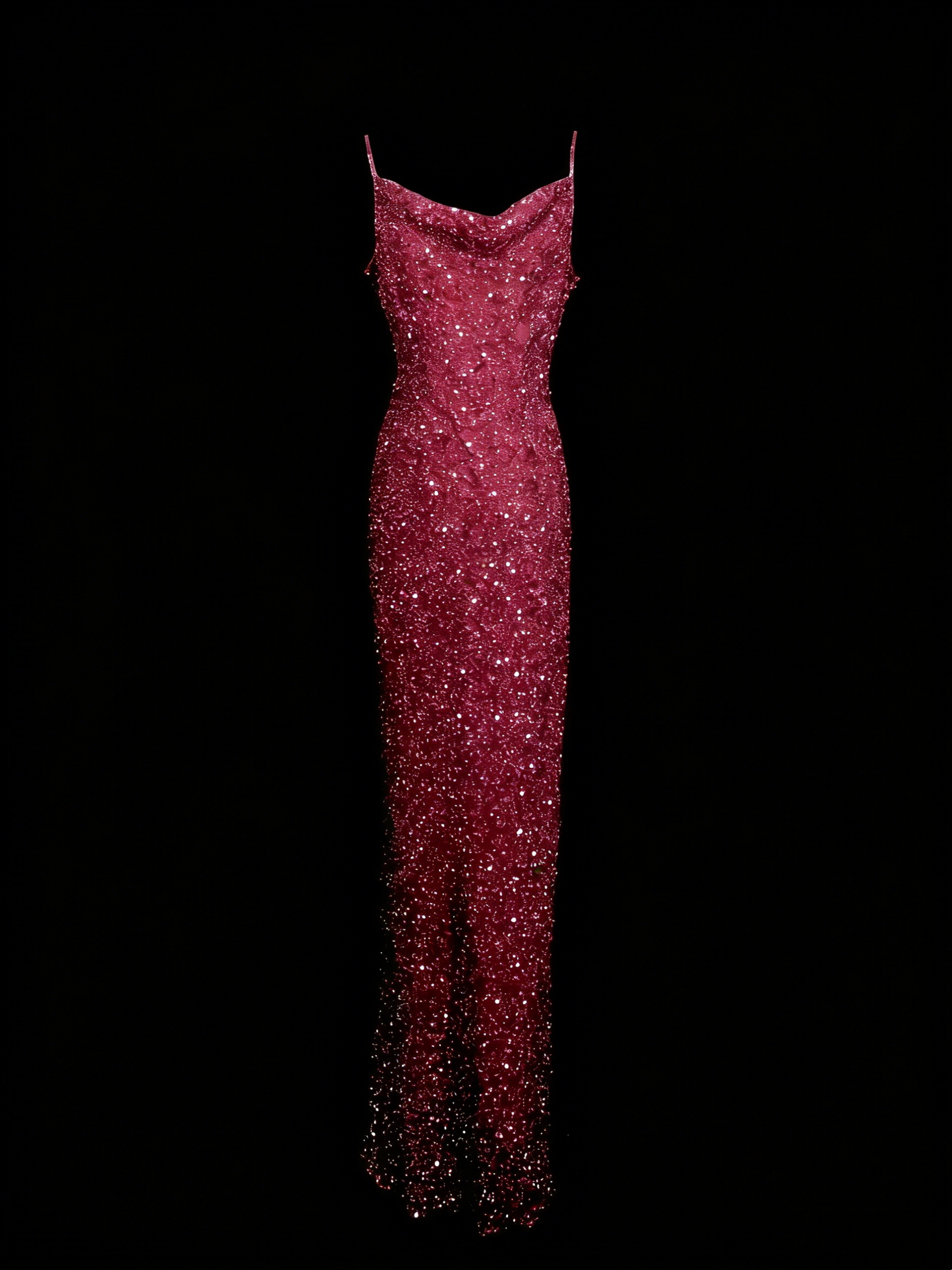 Robe de soirée vintage style sirène à fines bretelles, paillettes, années 80, 70, 90, idéale pour les bals de fin d'année ou les remises de diplômes (N1149)