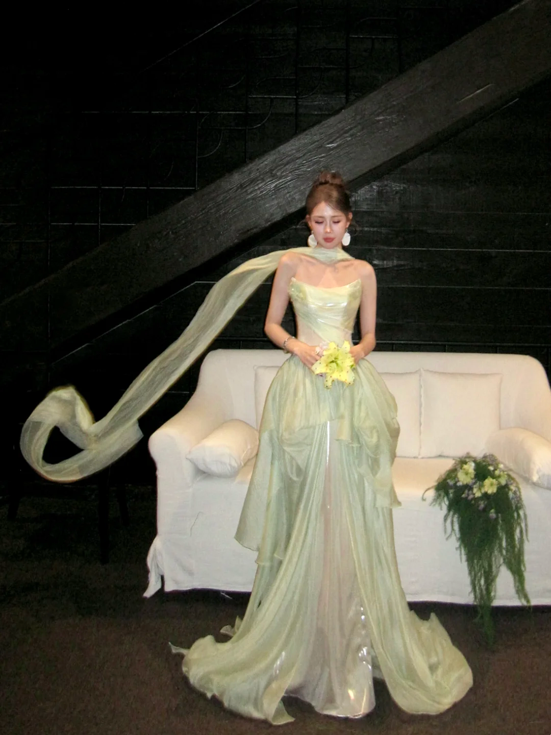 Simple A line Strapless Sage Green Shiny Satin Sage Green Prom Dress Aesthetic Long Graduation Dance Evening Outfits N056