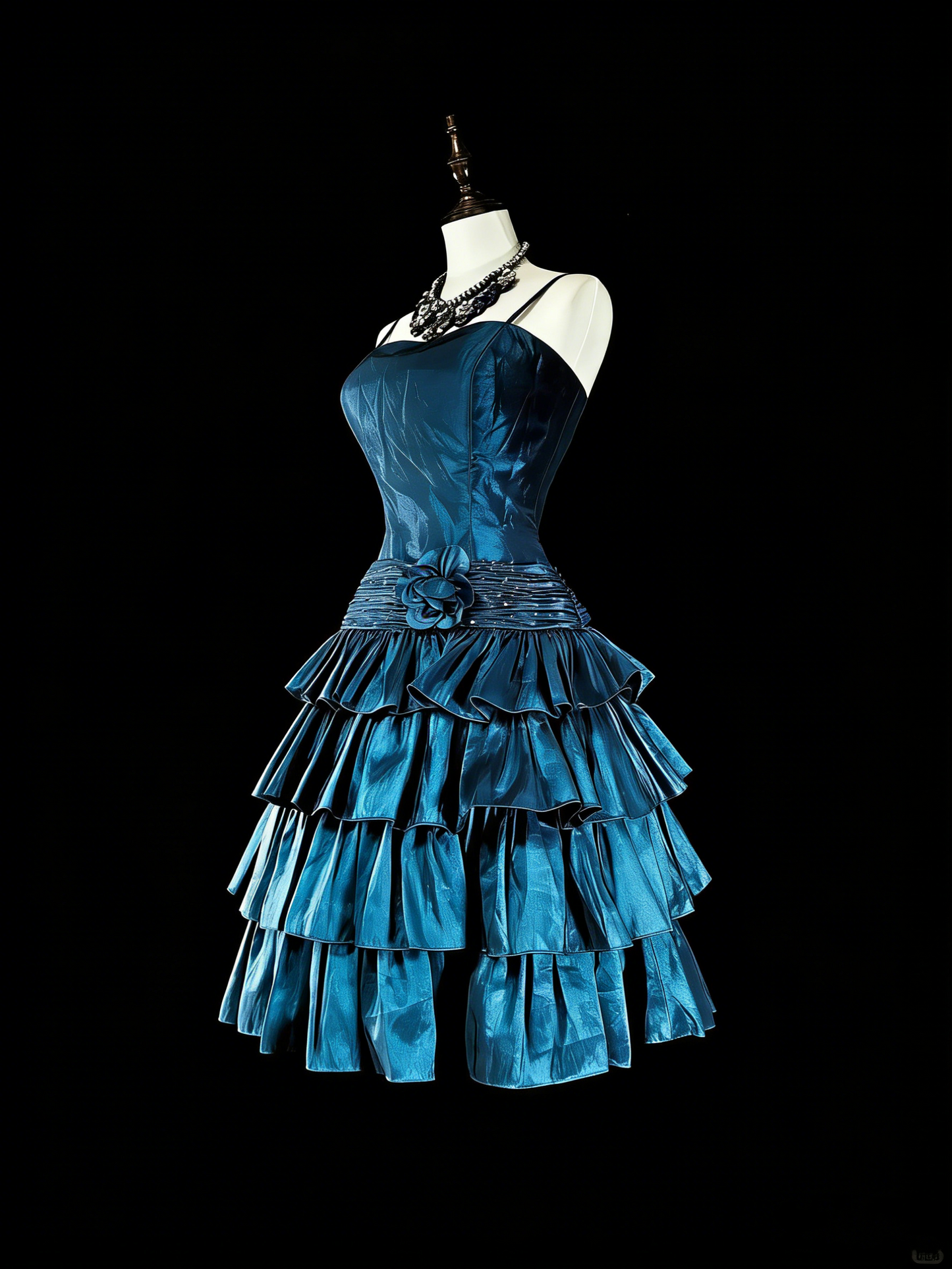 Robe de bal vintage à fines bretelles bleues courtes, inspiration années 2000, robes de soirée, N1613