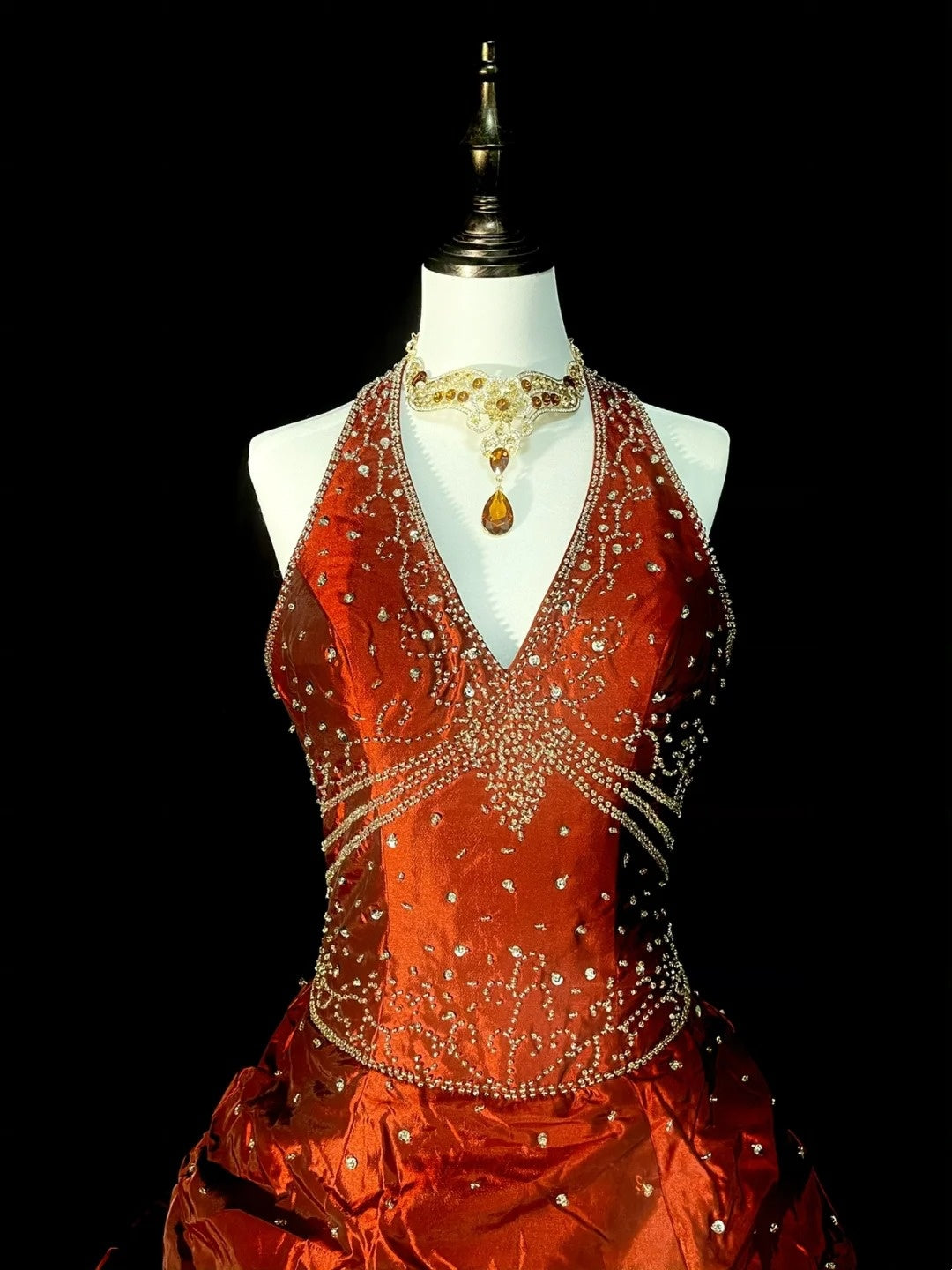 Robe de bal princesse dos nu en taffetas froncé orange, tenue de soirée pour l'université, robe de fin d'année pour adolescentes N1366