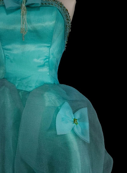 Robe de bal bustier unique en tulle vert, inspiration années 2000, robes de bal courtes, inspiration robes de soirée N1367
