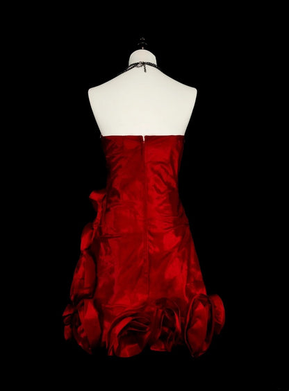 Robe Courte Moulante Rouge Cœur Unique Fourreau Inspiration Vintage Années 2000 Robes de Bal N2013