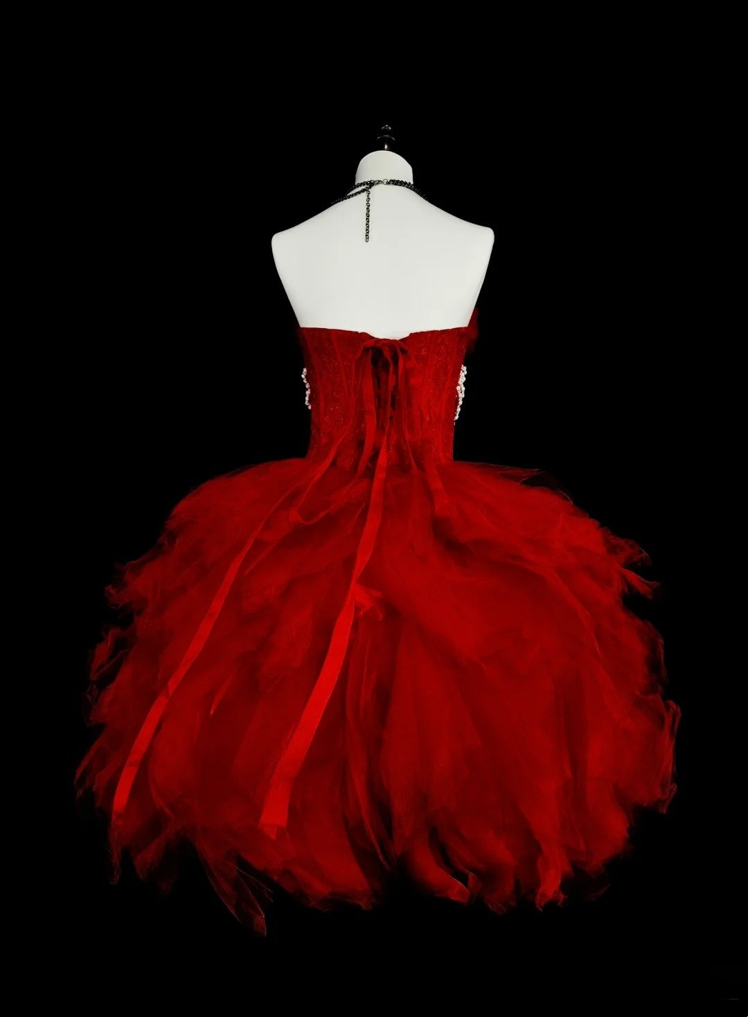 Robe de bal bustier unique en tulle rouge, inspiration mode vintage années 2000, robes de bal de promo courtes, inspiration robes de soirée N2017