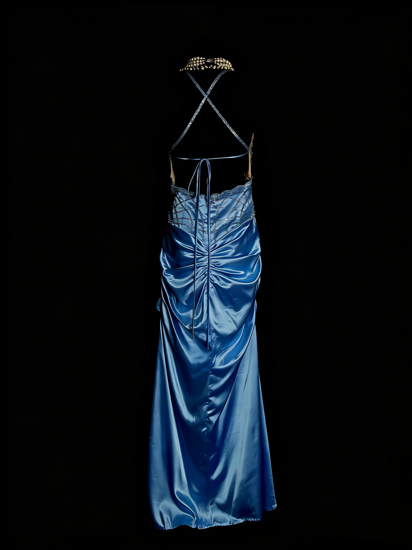 Robes de bal vintage Esthétique des années 60 Rétro Licou Sirène Perles Longue Robe de soirée N2144