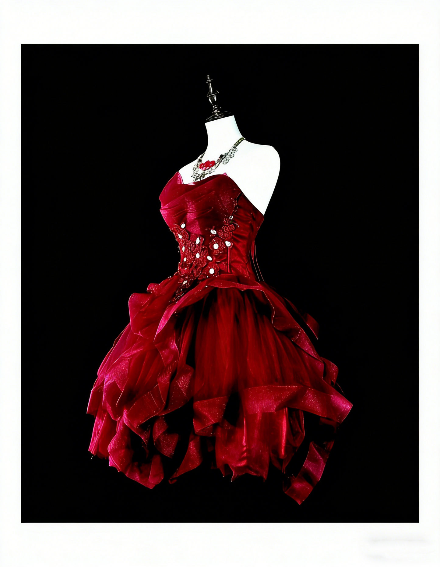 Cute Ball Gown Strapless Burgundy Tulle With Appliques Short Mini Homecoming Dresses N2387