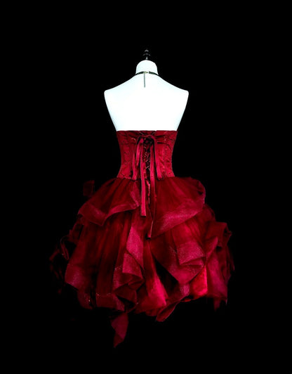 Robe de bal vintage bustier bordeaux courte, inspiration années 2000, robes de bal de promo, inspiration robes de soirée N1610