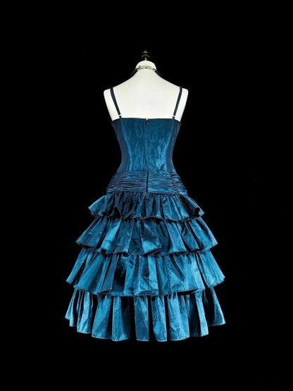Hübsches Ballkleid Spaghettiträger Marineblau Kurz Mini Homecoming Kleider Hoco Kleider N2709