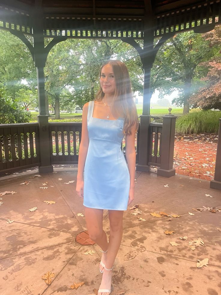 Pretty Sheath Square Blue Mini Dress Homecoming Dresses University Ideas Inspo Short Hoco Court Gowns RB7242