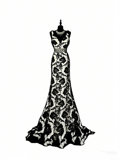 Modest Mermaid V Neck Black Floral Satin College Formal Outfit Long Prom Graduation Dresses For Teens N1188