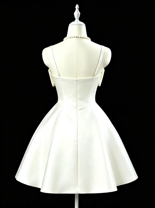 Unique Ball Gown Spaghetti Straps Ivory Mini University Ideas Homecoming Dresses Inspo Short Hoco Court Gowns RB7192