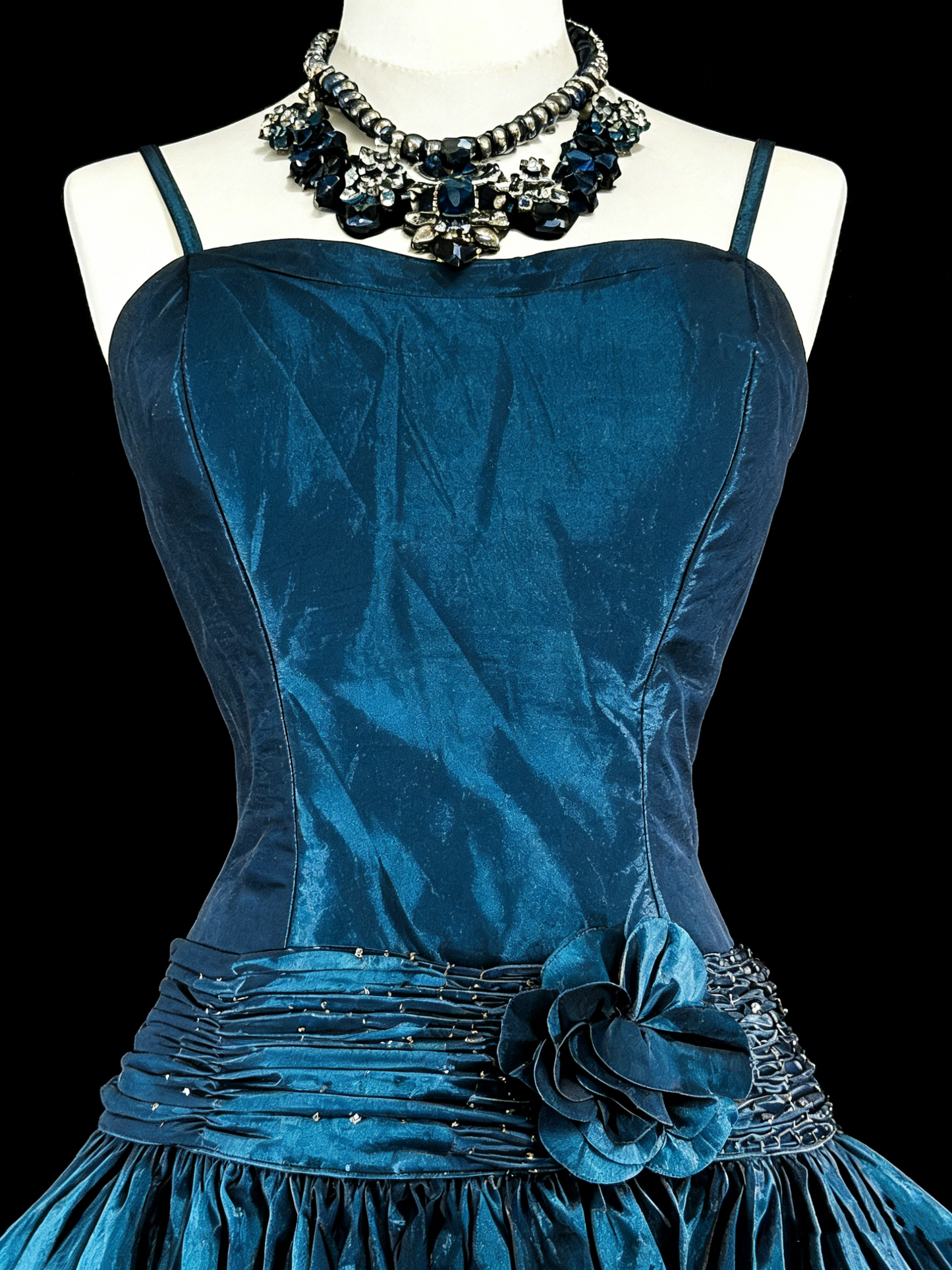 Robe de bal vintage à fines bretelles bleues courtes, inspiration années 2000, robes de soirée, N1613