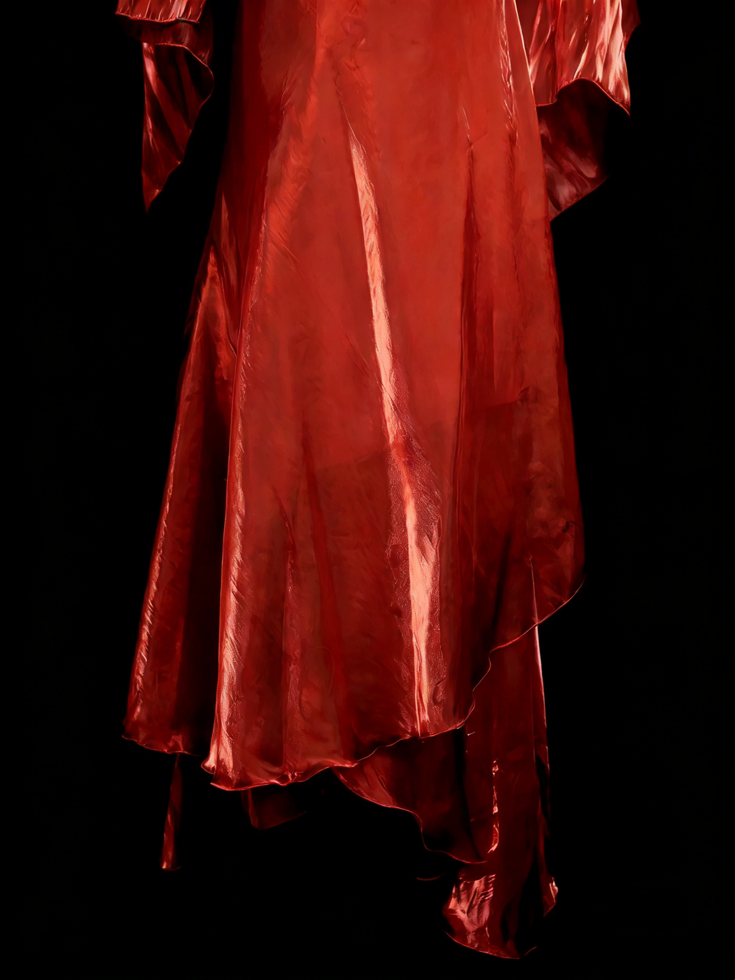 Robe de soirée vintage style années 80, 70, 90, coupe trapèze, rouge rouille, bretelles spaghetti, N1150