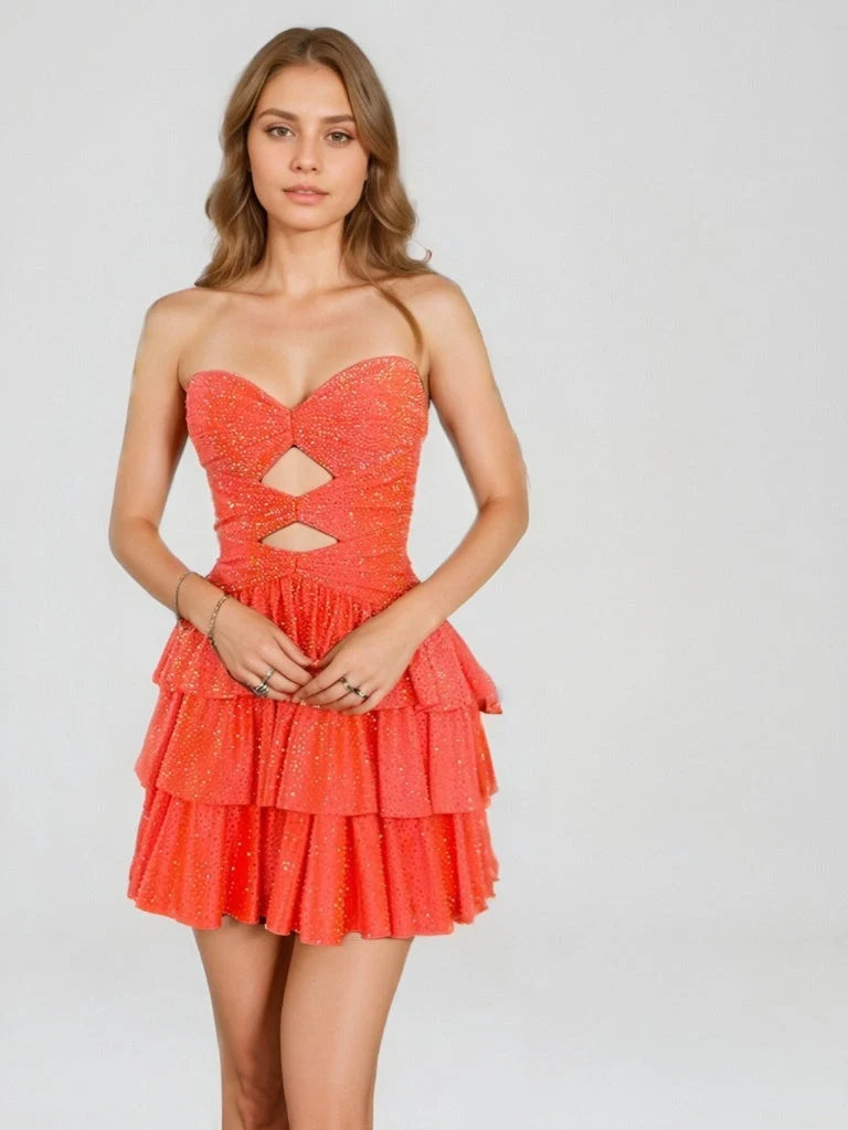 Sexy Homecoming Outfit Ideas A Line Sweetheart Yellow Fit and Flare High School Ideas Inspo Senior Graduation Dresses RB7303