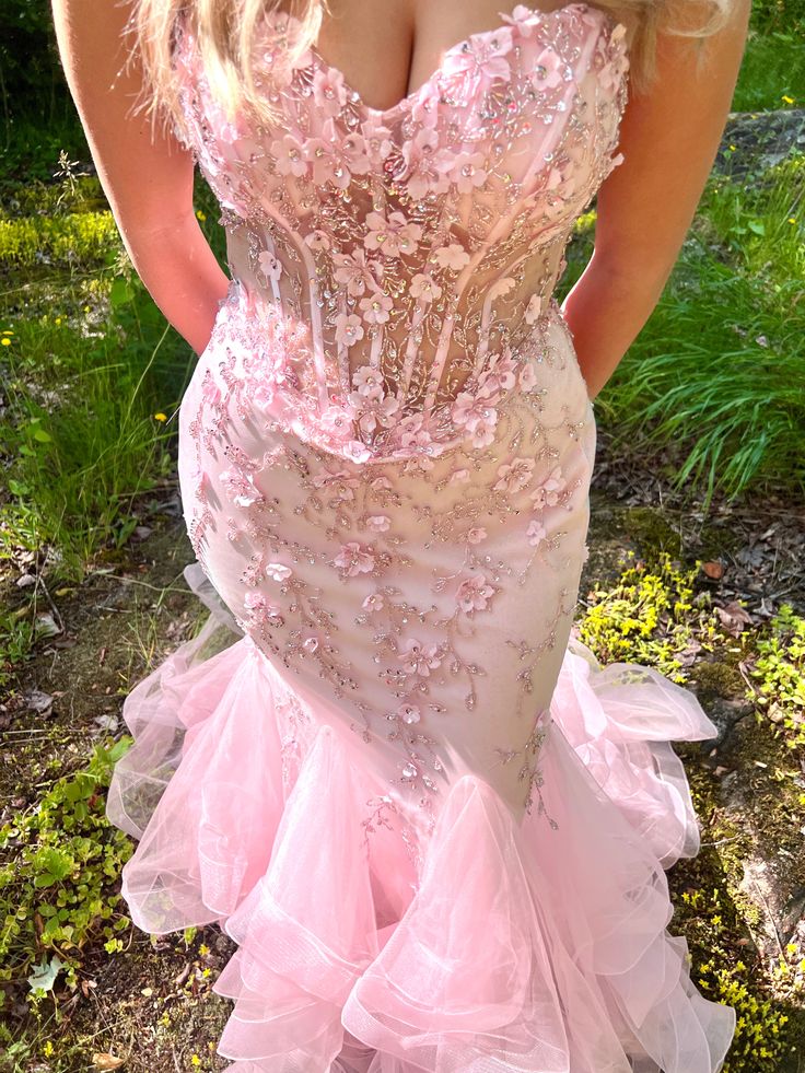 Meerjungfrauen-Abendkleid, ärmellos, Tüll, rosa, lang, elegant, Ballkleid AB942