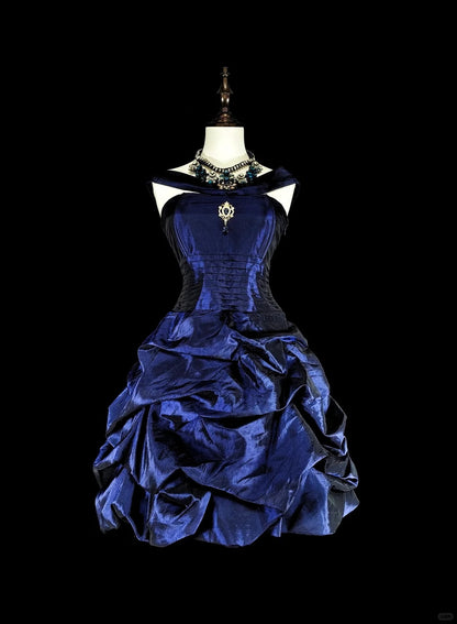 Robe de bal vintage licou bleu marine, courte, mini, pour la remise des diplômes ou le retour à la maison, robe Hoco N2719