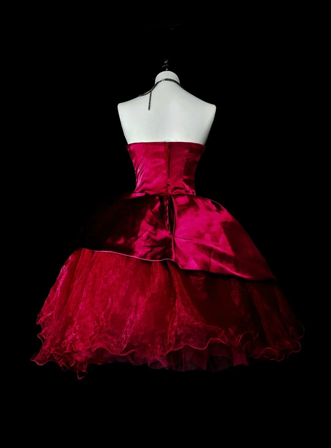 Unique Ball Gown Strapless Burgundy Tulle Mini Short Homecoming Dresses Hoco Gowns N3068