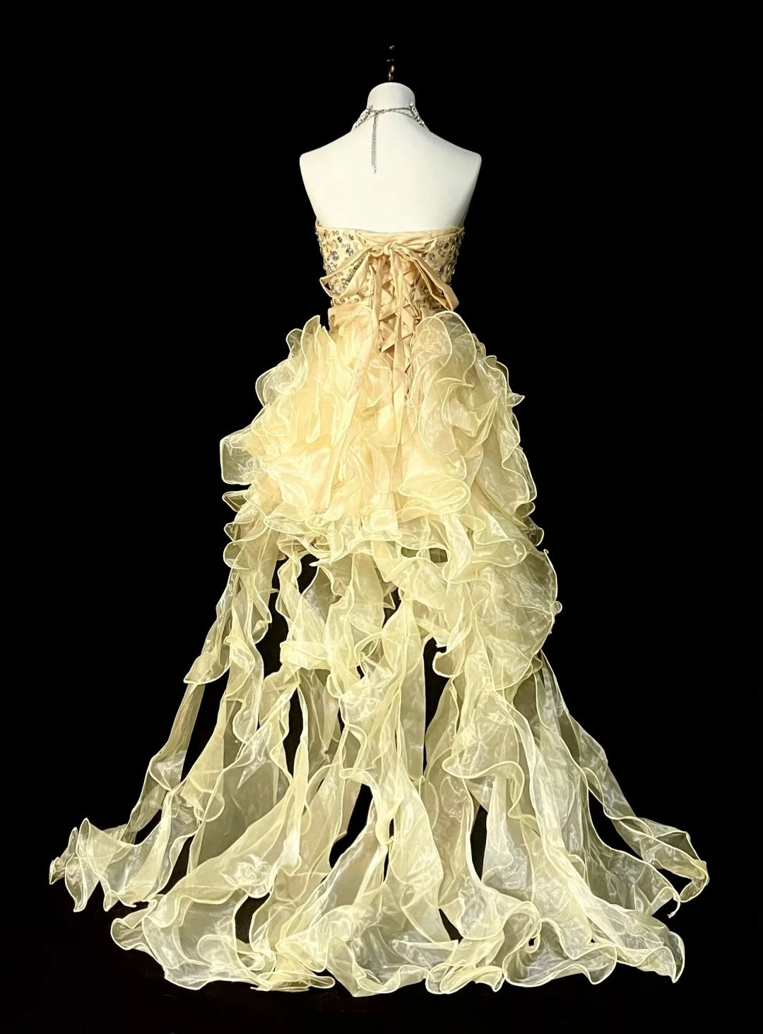Robe de bal chic en organza jaune à décolleté cœur, tenue de soirée pour le bal de fin d'année scolaire, robe de remise de diplômes pour adolescentes N1370