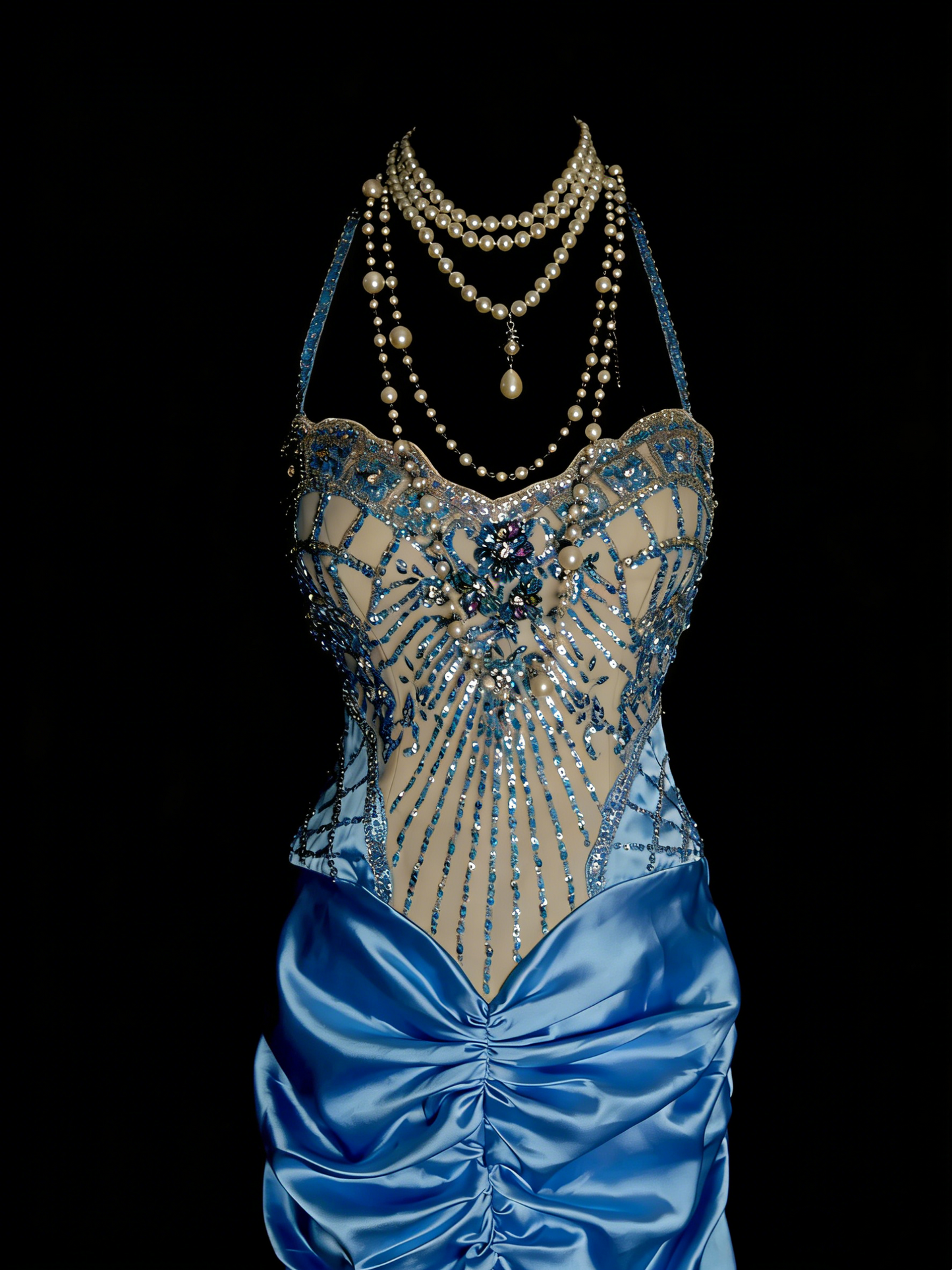 Robes de bal vintage Esthétique des années 60 Rétro Licou Sirène Perles Longue Robe de soirée N2144