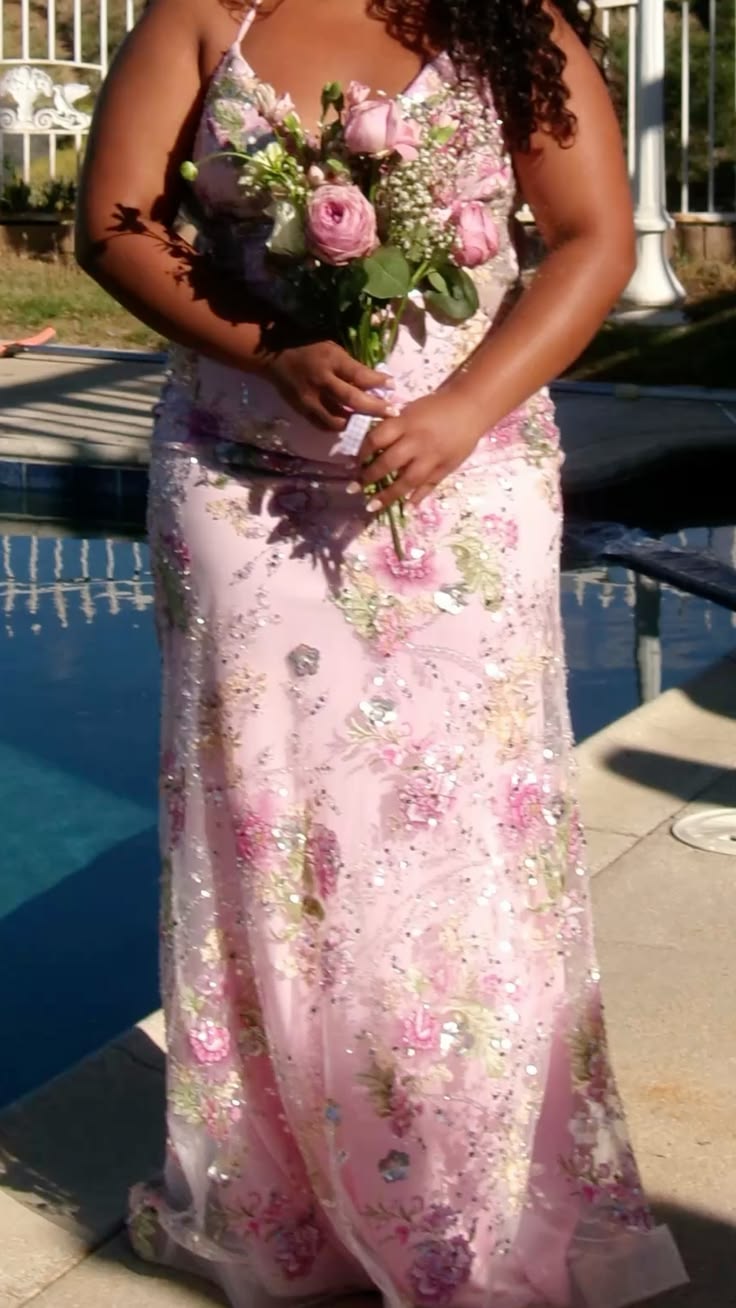 Sexy Mermaid Halter Floral Sequin Plus Size Long Prom Dress Birthday 16th Party Outfits RC1351
