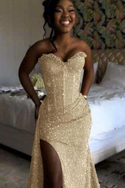 Robe de bal sirène orange sans manches à sequins et décolleté cœur, robe de soirée élégante pour femme AB1531