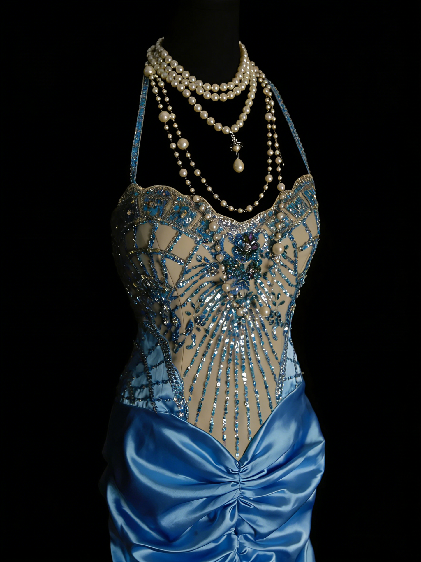 Robes de bal vintage Esthétique des années 60 Rétro Licou Sirène Perles Longue Robe de soirée N2144
