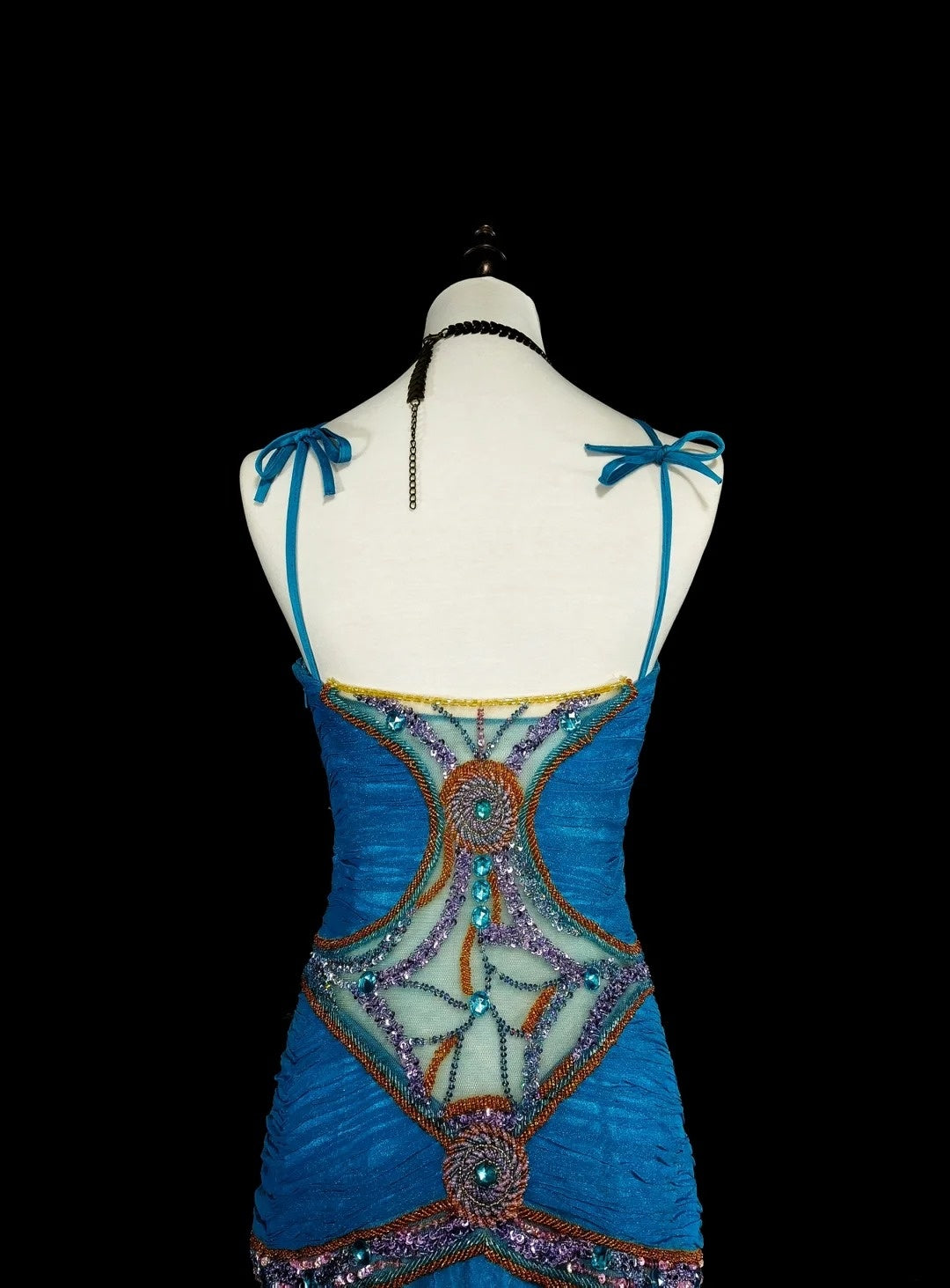 Vintage Prom Dresses Aesthetic Mermaid Jewel Neck Royal Blue Beaded Classic Inspo Party Dress N2006