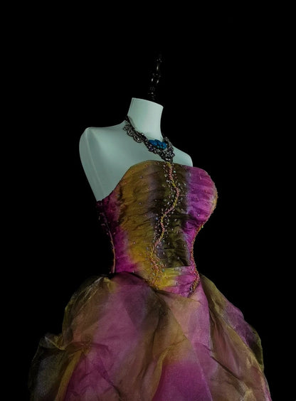 Robe de bal ravissante sans bretelles en tulle, robe de soirée longue et élégante N1419