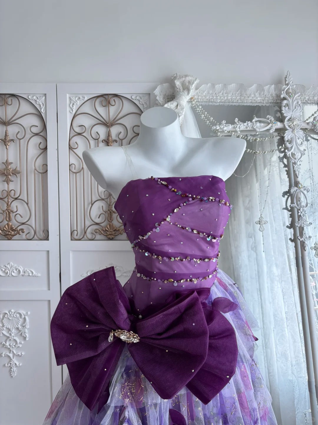 Modest Hoco Dress Homecoming Dresses Ball Gown Strapless Purple 16th Birthday Party Outfits RB6388