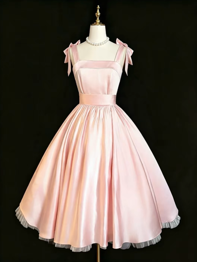 Cute Ball Gown Spaghetti Strap Pink Tea Length High School Ideas Homecoming Dress Inspo Birthday Dresses Senior Graduation Outfits RB7198