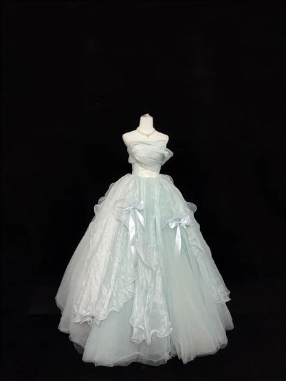 Sweet 16 Dresses Long Ball Gown Sweet Sixteen Long Birthday Dress Strapless Sage Green Formal Gown RC0365