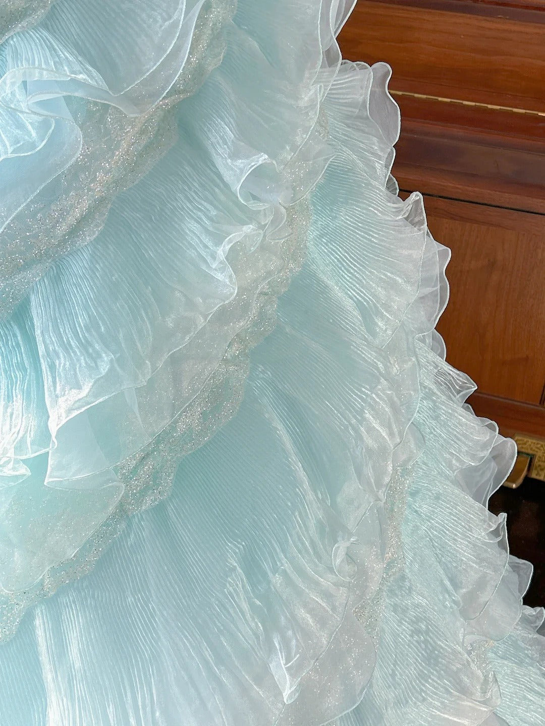 Robe de bal mignonne bustier bleu clair avec couches superposées robes de 16 ans longues 15 Vestidos De Fiesta N2268