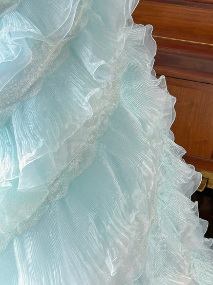 Robe de bal mignonne bustier bleu clair avec couches superposées robes de 16 ans longues 15 Vestidos De Fiesta N2268